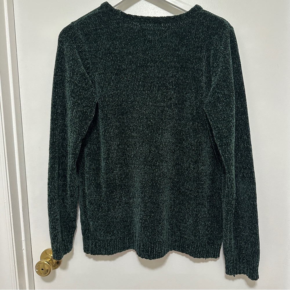 Karen Scott Crewneck Chenille Sweater Green Soft Women Size L - Picture 5 of 5